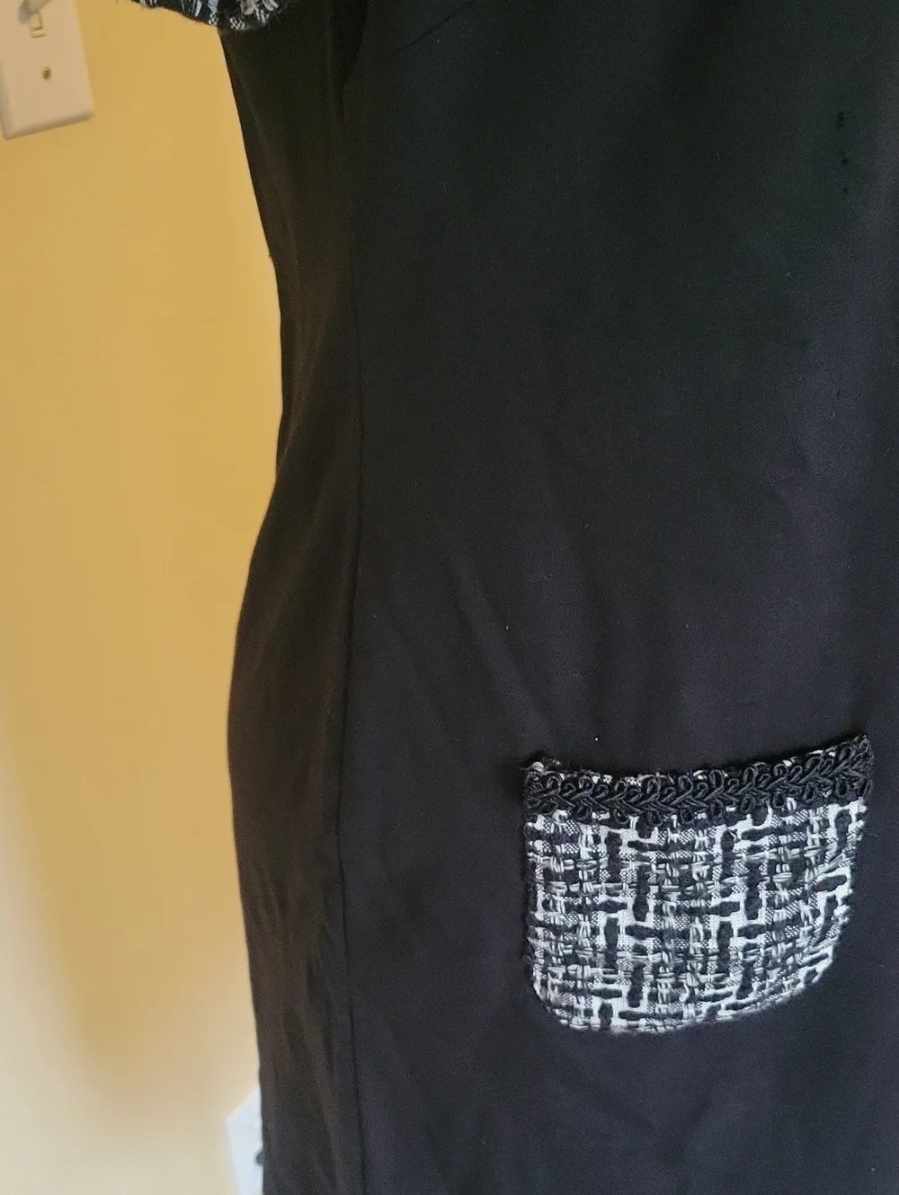 Karl Lagerfeld Black Sheath Dress with Tweed Accents - Picture 6 of 9